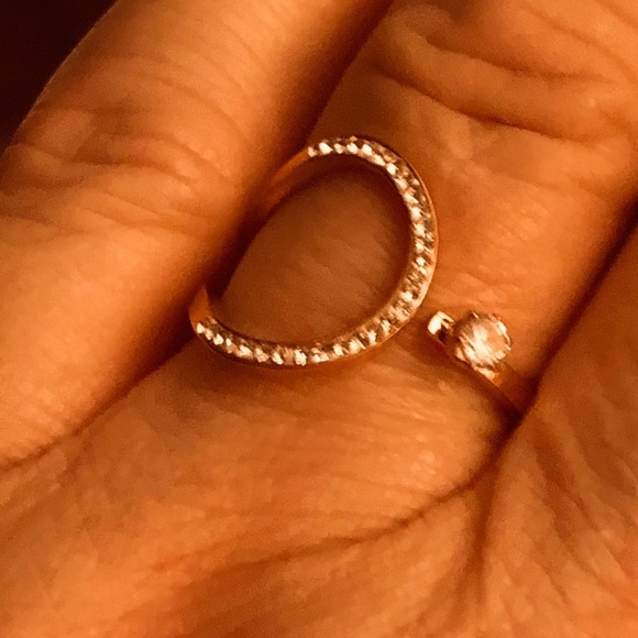 Jewelry - Rose Gold over Stainless steel Ring Loop of Pave CZs goes around to meet cz
